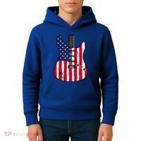American Flag Guitar Funny Usa Guitarist Outfit Kids Hoodie thumb 4