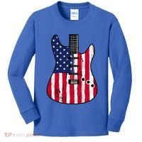 American Flag Guitar Funny Usa Guitarist Outfit Kids Long Sleeve Shirt thumb 0