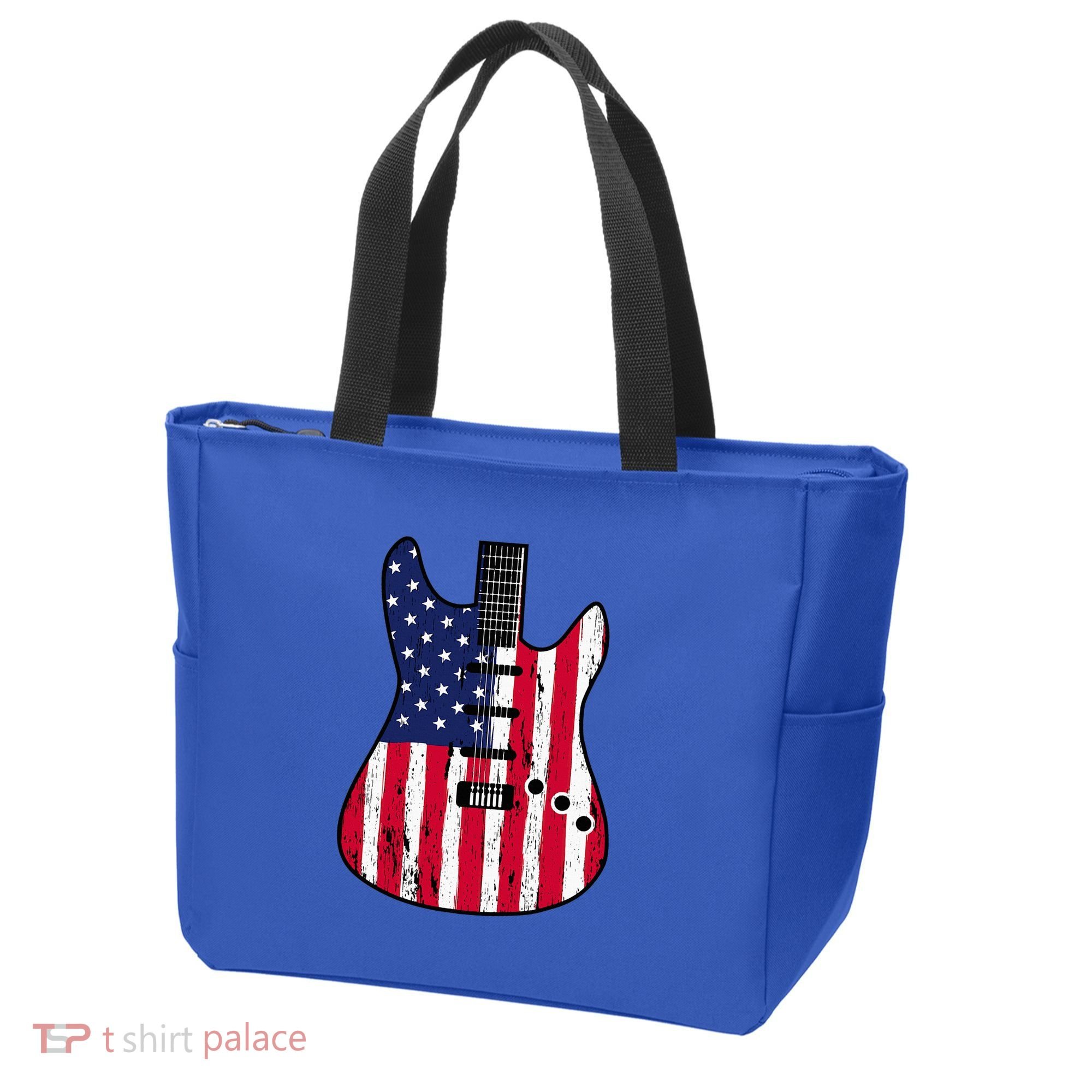 American Flag Guitar Funny Usa Guitarist Outfit Tote Bag