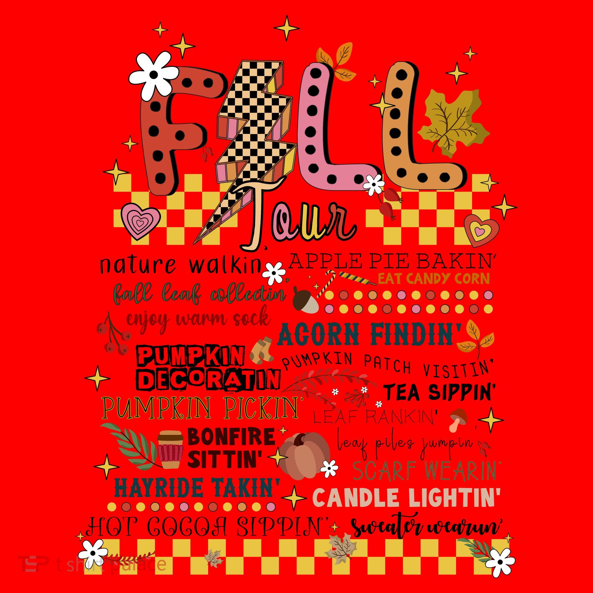 Autumn Fall Graphic Santa Hat