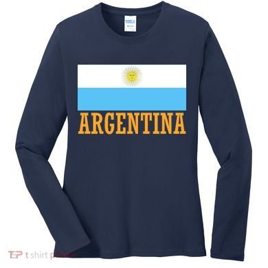 Argentina Flag Graphic Vintage Women's Long Sleeve Shirt