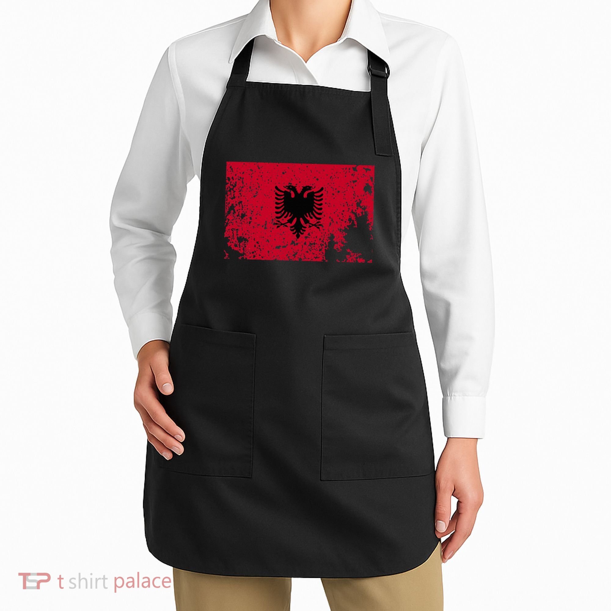 Albania Flag Grunge Albanian Flag Patriotic Apron