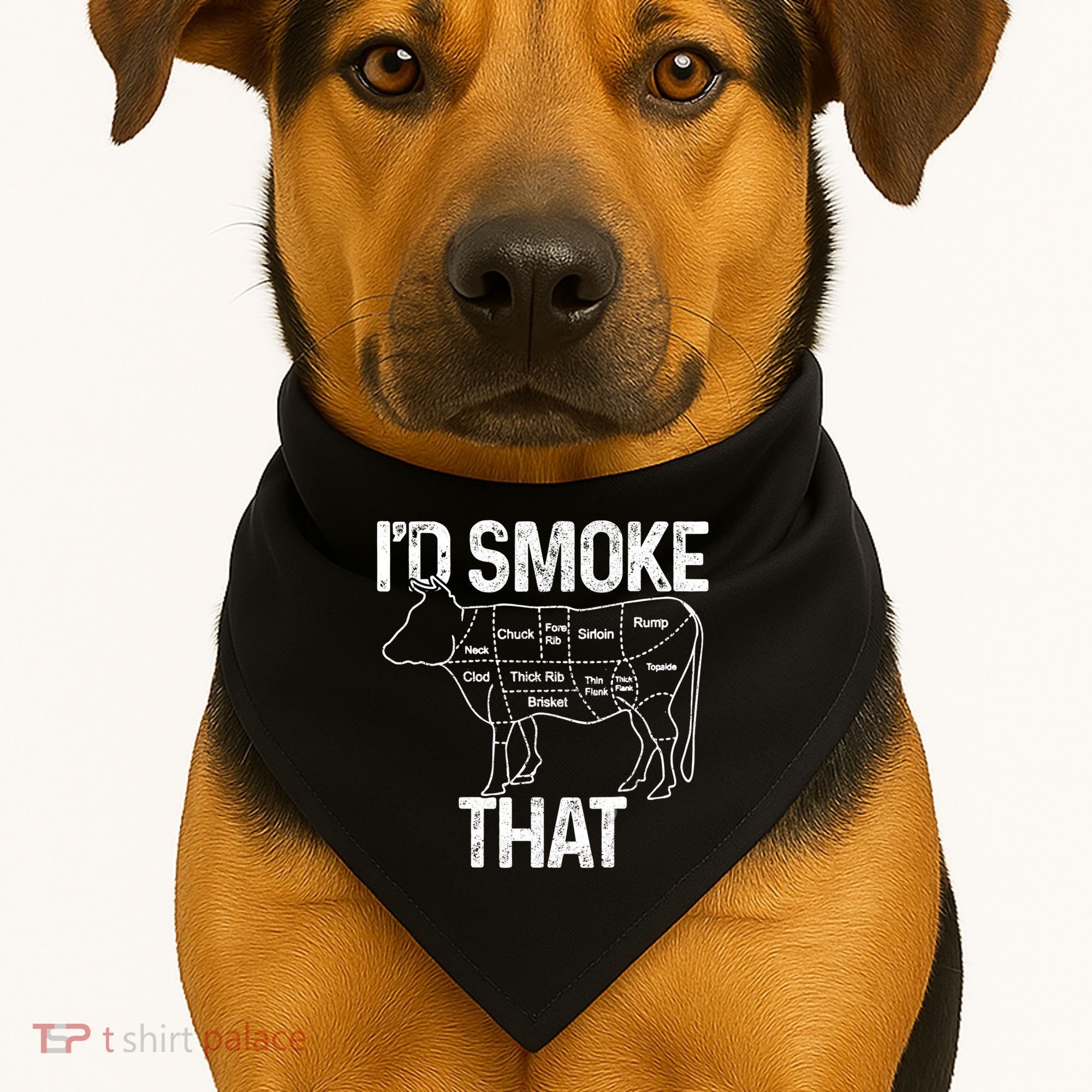 A Funny Gift For Bbq Cook Lovers I'd Smoke That Cow Beef USA-Made Doggie Bandana
