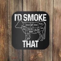 A Funny Gift For Bbq Cook Lovers I'd Smoke That Cow Beef Coaster thumb 0