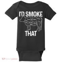 A Funny Gift For Bbq Cook Lovers I'd Smoke That Cow Beef Baby Bodysuit thumb 0