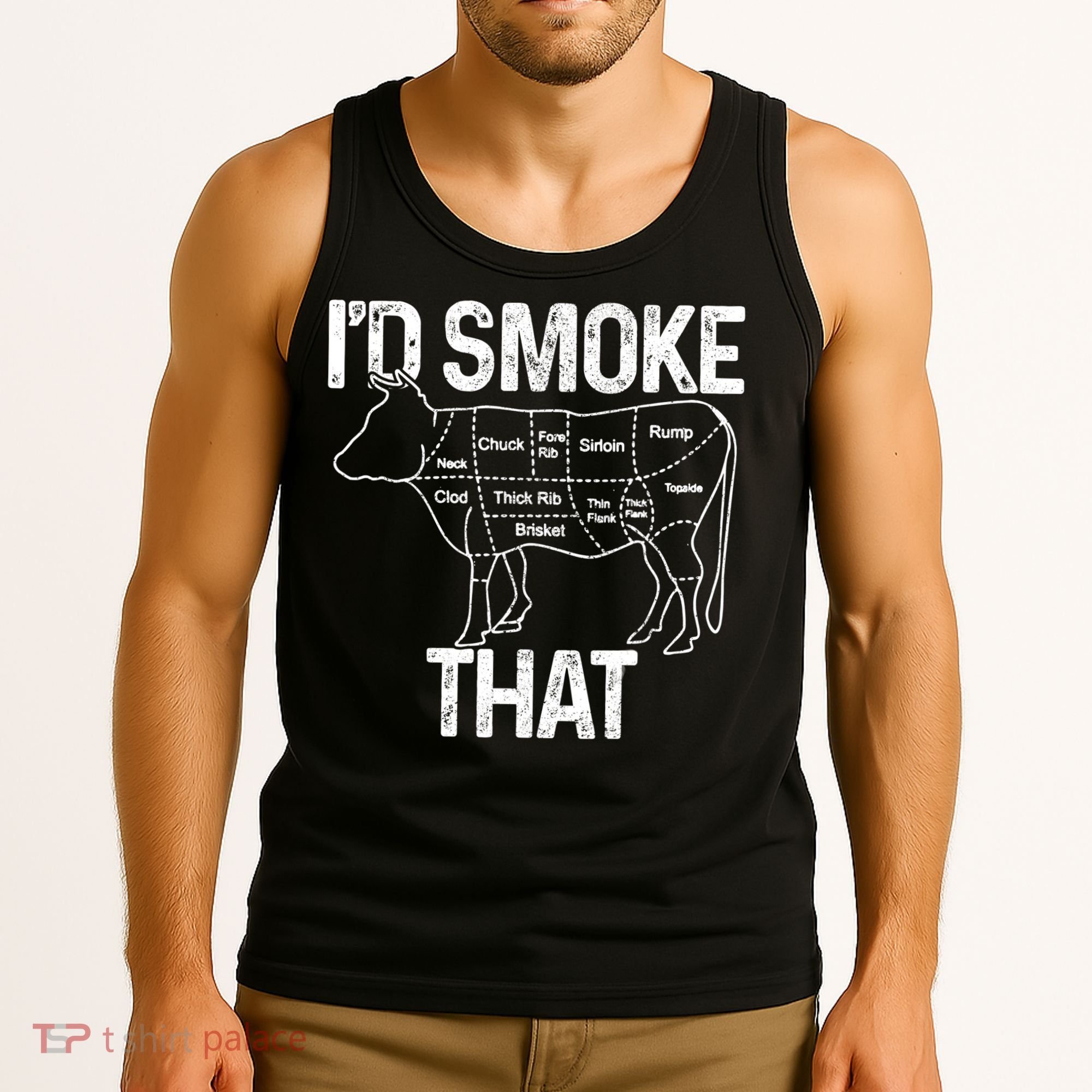 A Funny Gift For Bbq Cook Lovers I'd Smoke That Cow Beef Tank Top