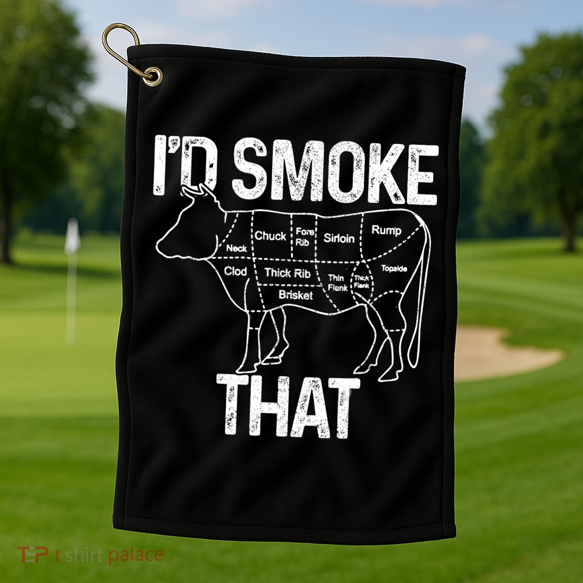 A Funny Gift For Bbq Cook Lovers I'd Smoke That Cow Beef Golf Towel