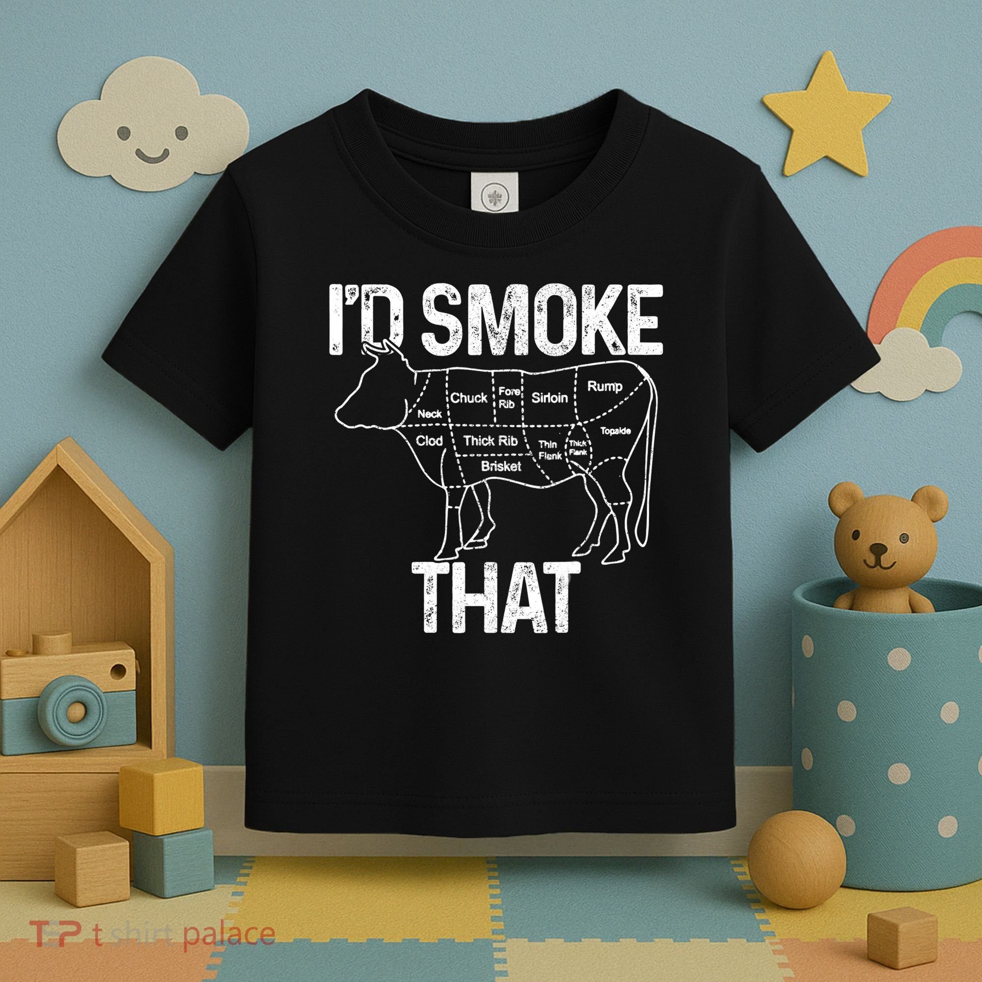 A Funny Gift For Bbq Cook Lovers I'd Smoke That Cow Beef Toddler T-Shirt