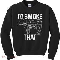 A Funny Gift For Bbq Cook Lovers I'd Smoke That Cow Beef Kids Sweatshirt thumb 0
