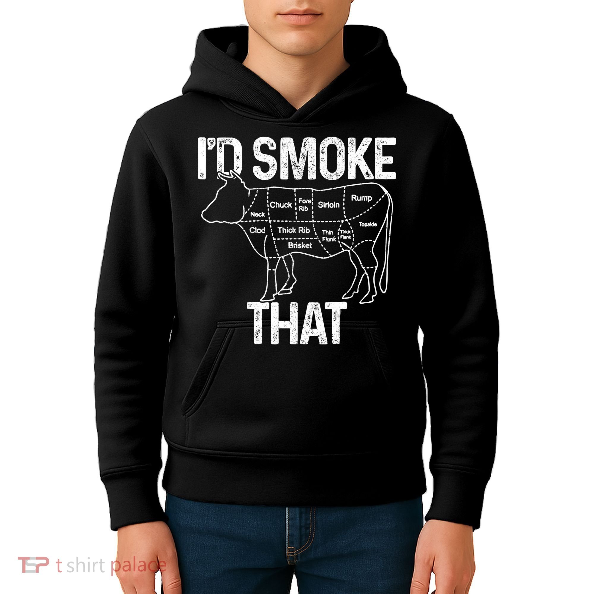 A Funny Gift For Bbq Cook Lovers I'd Smoke That Cow Beef Kids Hoodie