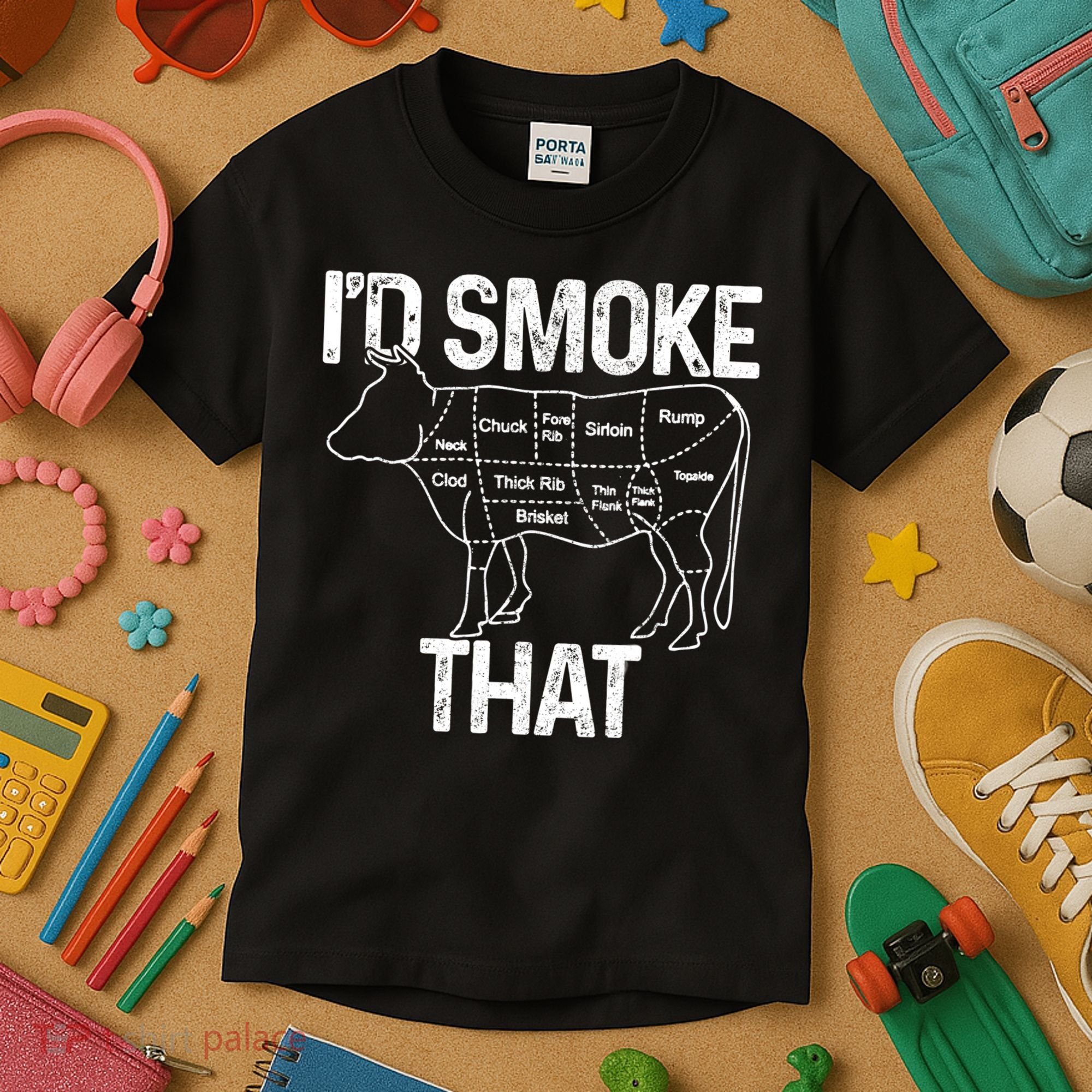 A Funny Gift For Bbq Cook Lovers I'd Smoke That Cow Beef Kids T-Shirt