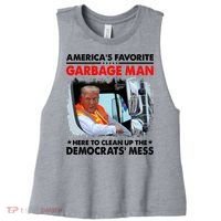 Americas Favorite Garbage Man Here To Clean Up The Democrats Mess Trump 2024 Women's Racerback Cropped Tank thumb 0