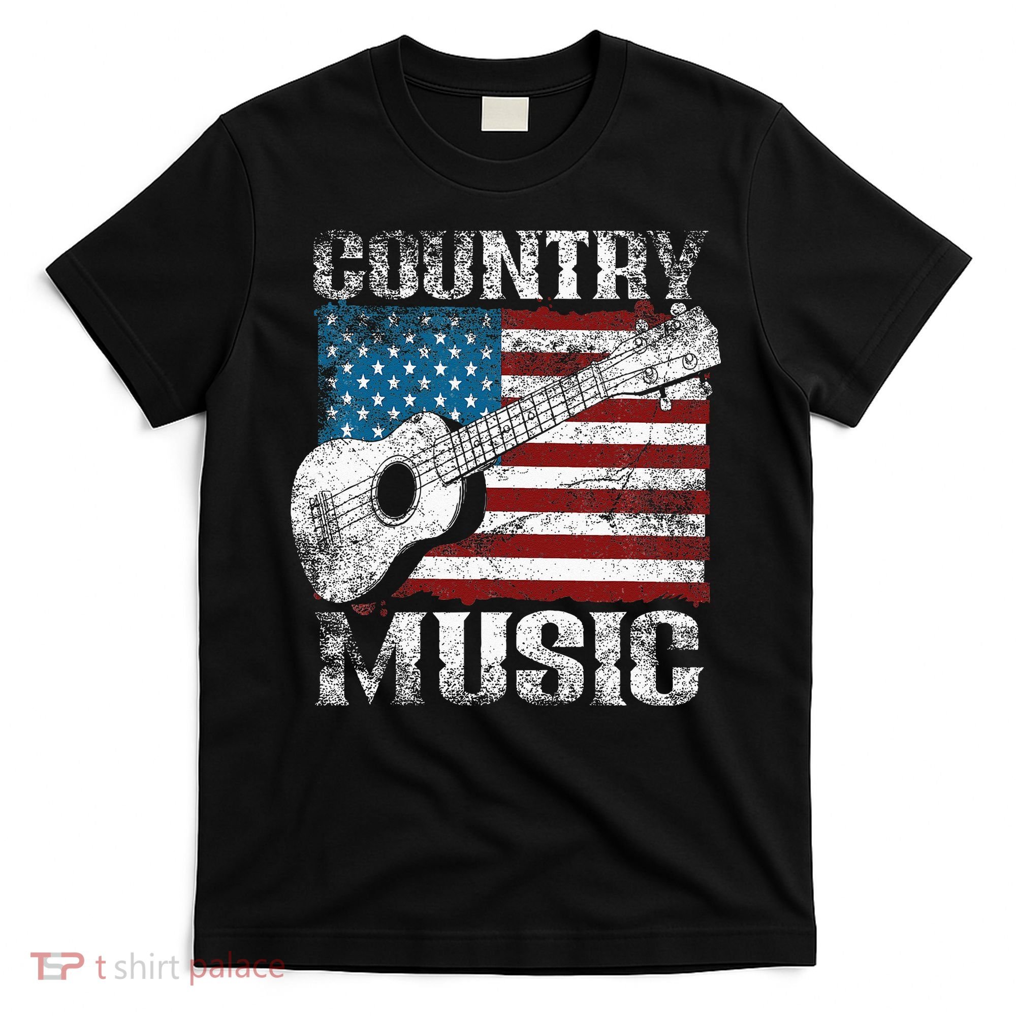 American Flag Guitar Player Funny Country Music Lover T-Shirt