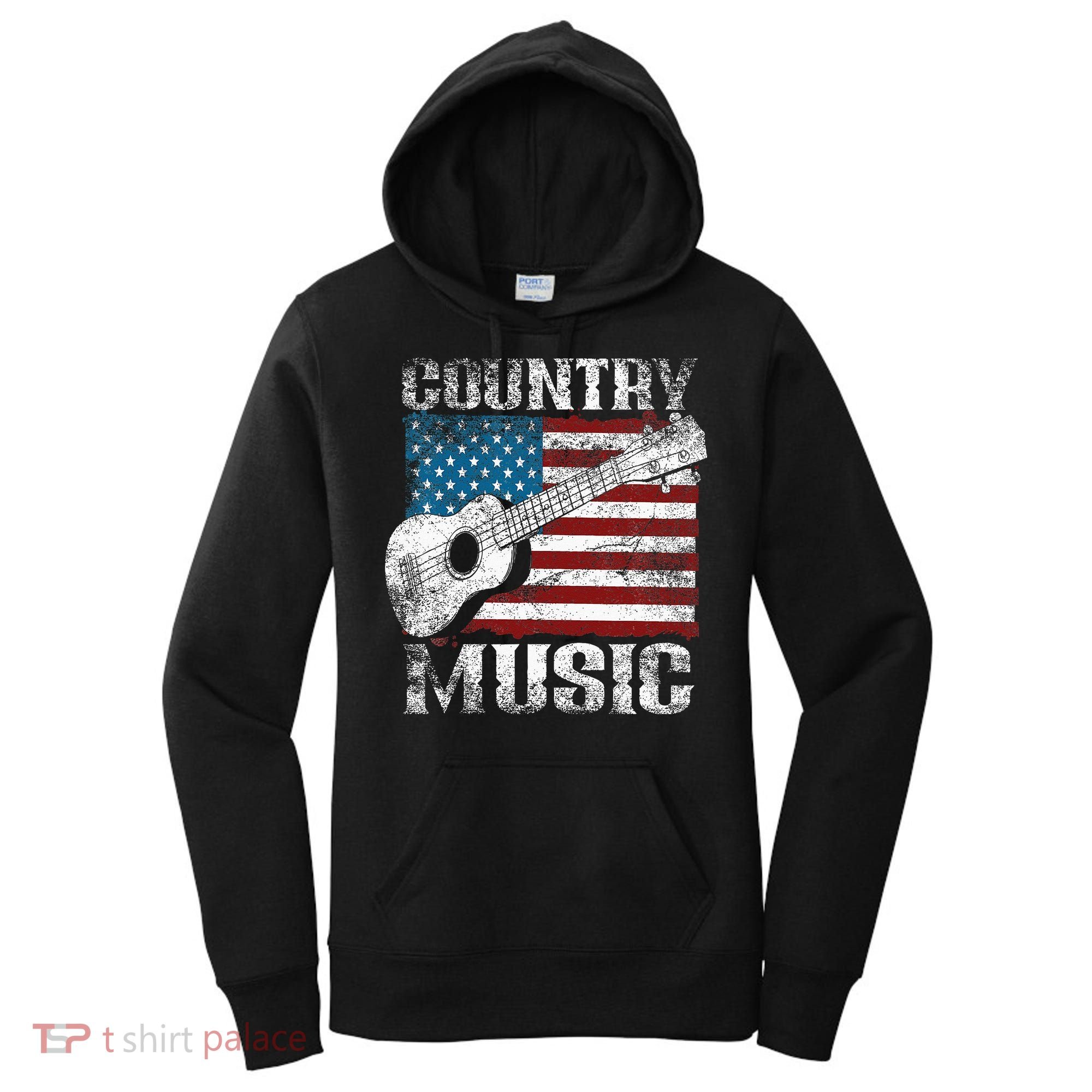 American Flag Guitar Player Funny Country Music Lover Women's Hoodie