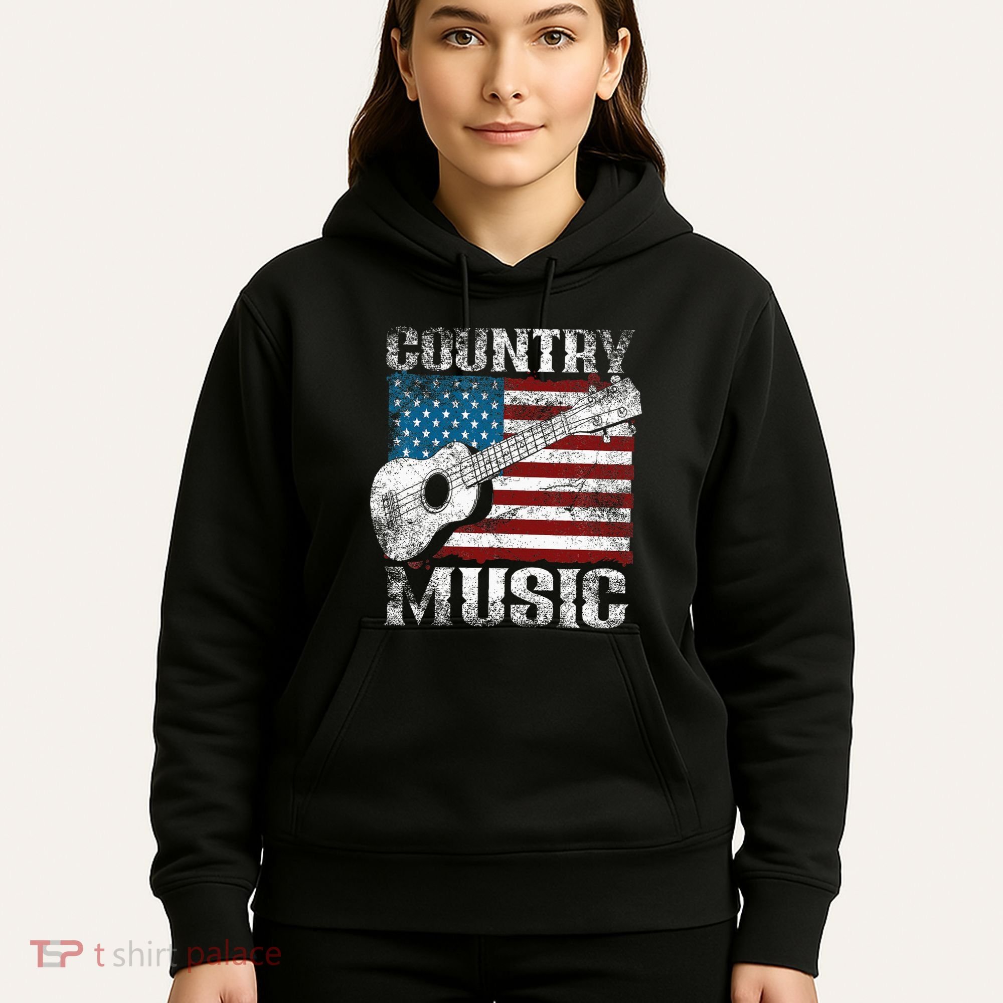 American Flag Guitar Player Funny Country Music Lover Hoodie