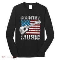American Flag Guitar Player Funny Country Music Lover Long Sleeve Shirt thumb 0