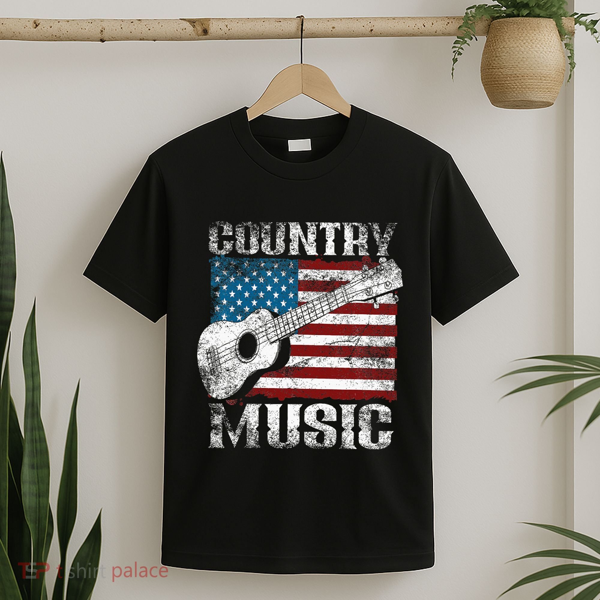 American Flag Guitar Player Funny Country Music Lover T-Shirt