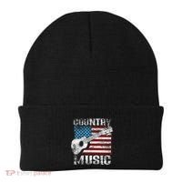 American Flag Guitar Player Funny Country Music Lover Beanie thumb 0
