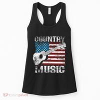 American Flag Guitar Player Funny Country Music Lover Women's Tank Top thumb 0