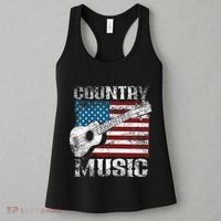 American Flag Guitar Player Funny Country Music Lover Women's Tank Top thumb 3