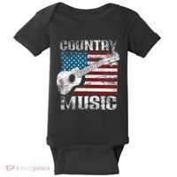 American Flag Guitar Player Funny Country Music Lover Baby Bodysuit thumb 0