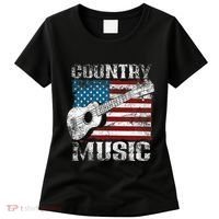 American Flag Guitar Player Funny Country Music Lover Women's T-Shirt thumb 0