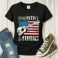American Flag Guitar Player Funny Country Music Lover Women's T-Shirt thumb 3