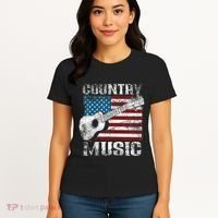 American Flag Guitar Player Funny Country Music Lover Women's T-Shirt thumb 4