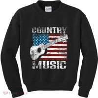 American Flag Guitar Player Funny Country Music Lover Kids Sweatshirt thumb 0