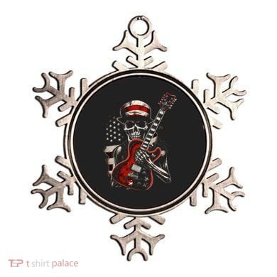 American Flag Guitar Vintage Rock And Roll Skull Guitarist Ornament