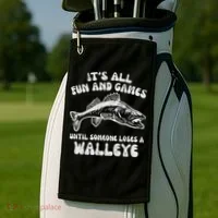 All Fun Games Until Loses Walleye  Golf Towel thumb 2