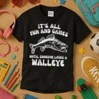 All Fun Games Until Loses Walleye  Kids T-Shirt thumb 3