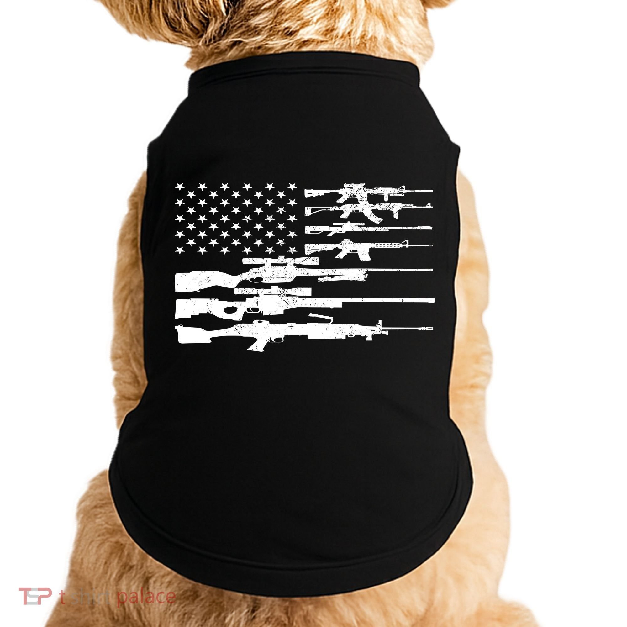 American Flag Gun Patriot Doggie Tank