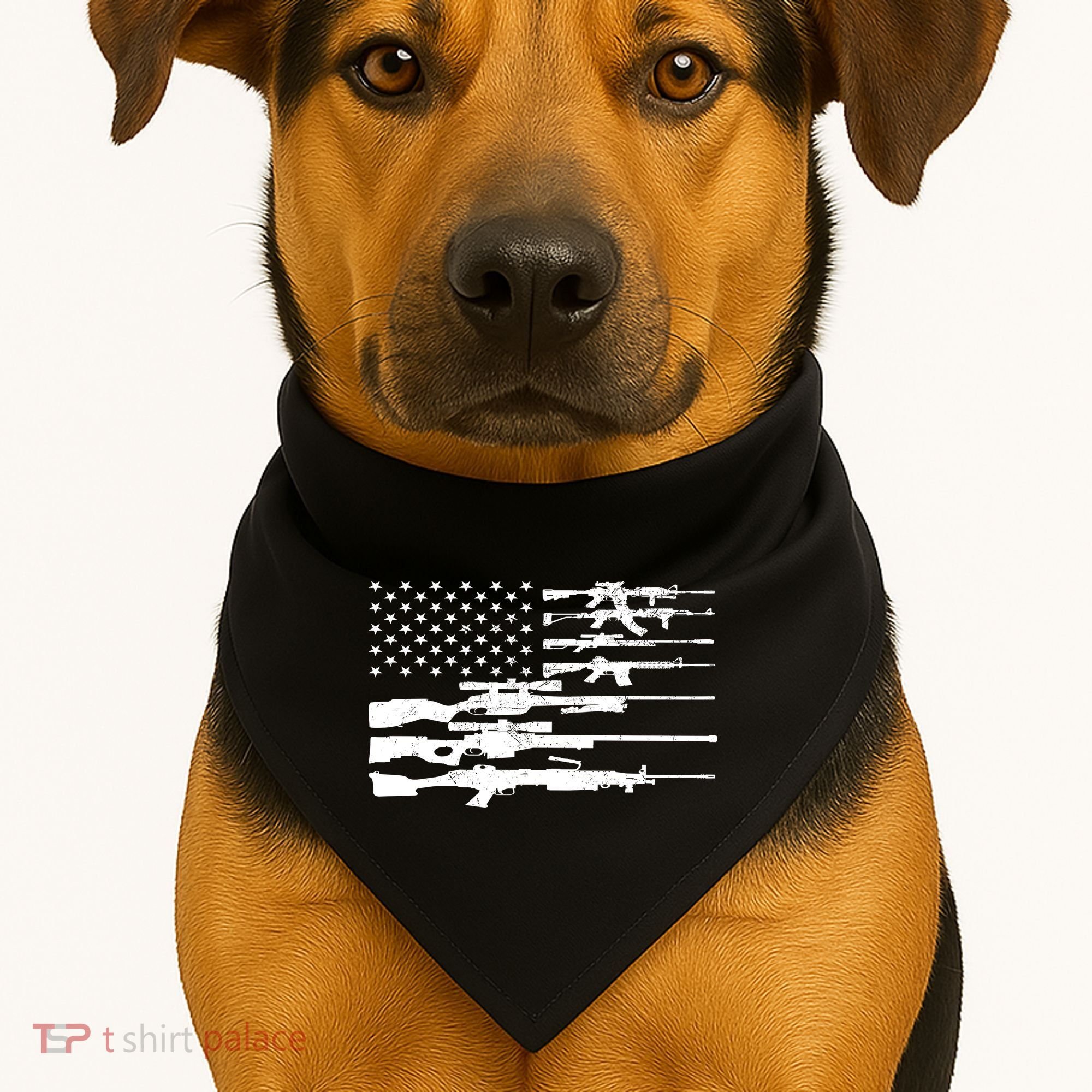 American Flag Gun Patriot USA-Made Doggie Bandana