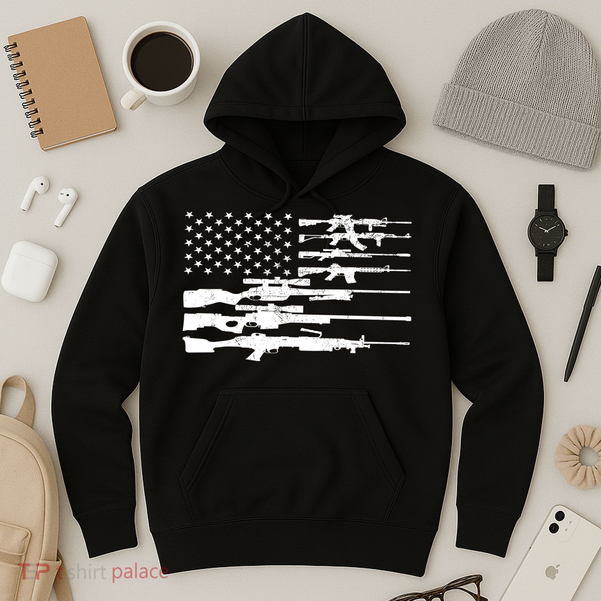 American Flag Gun Patriot Hoodie