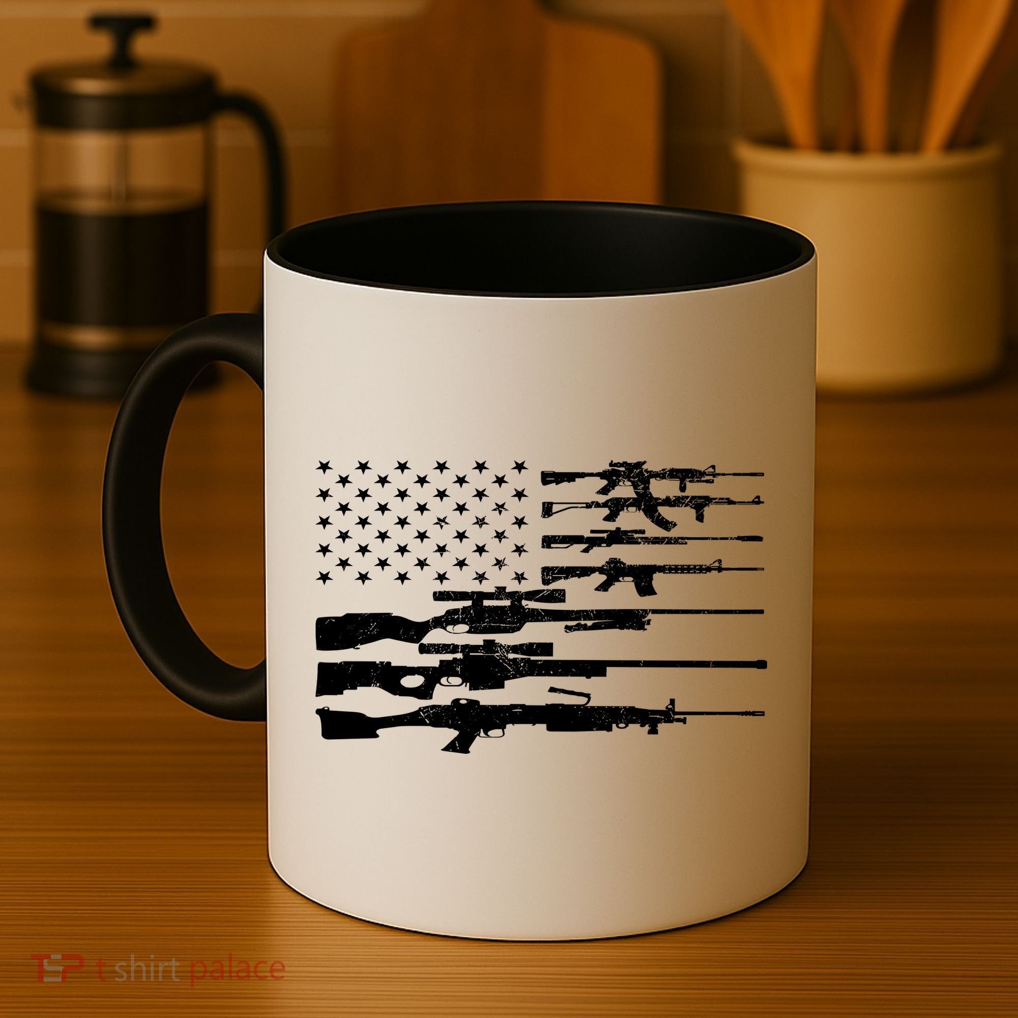 American Flag Gun Patriot Coffee Mug