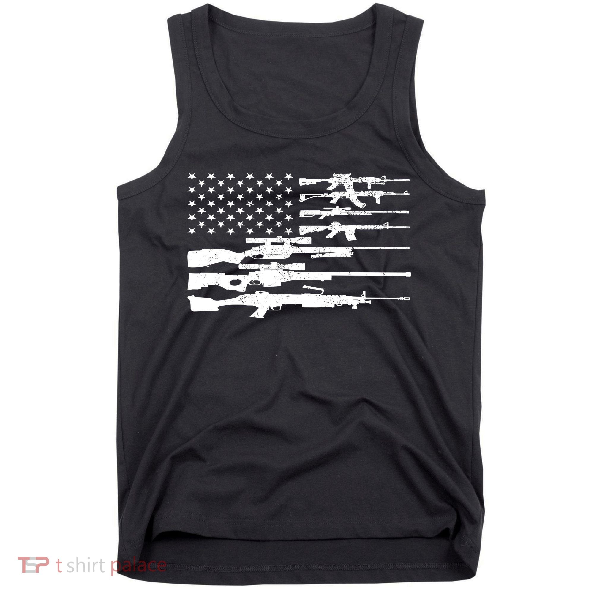 American Flag Gun Patriot Tank Top