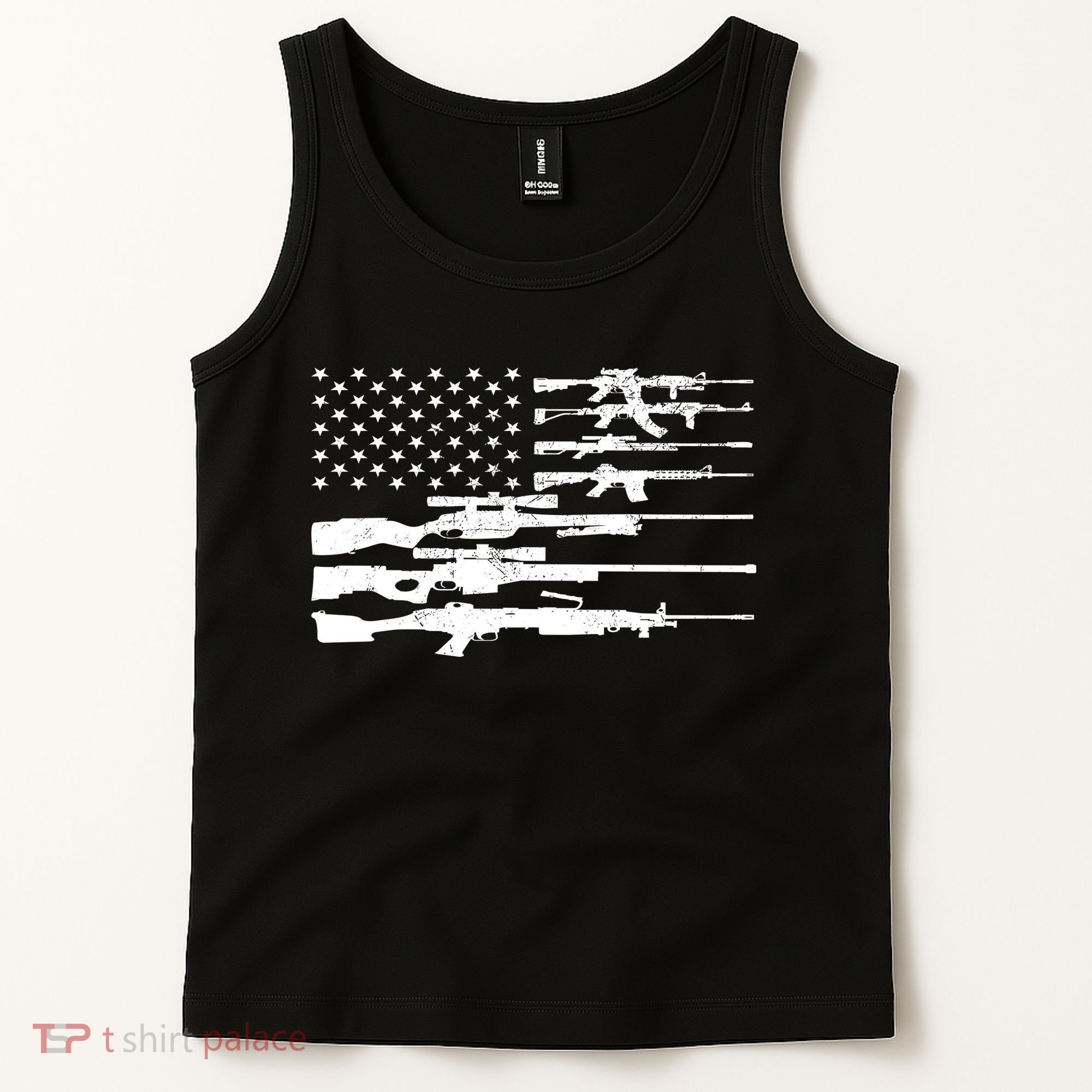 American Flag Gun Patriot Tank Top