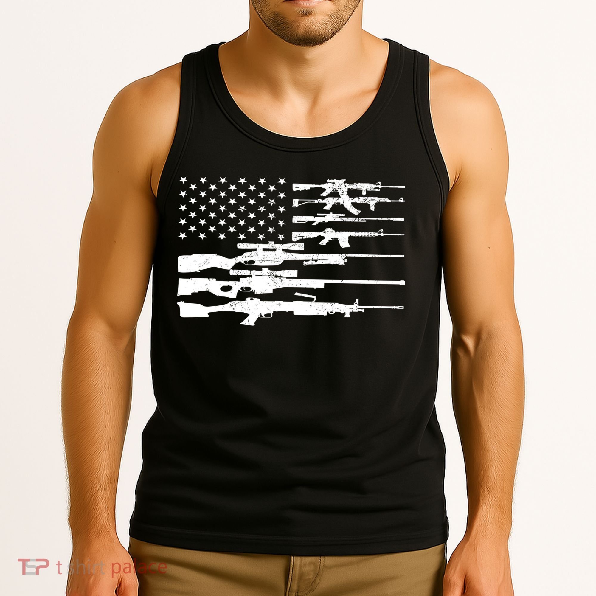 American Flag Gun Patriot Tank Top
