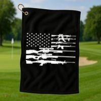American Flag Gun Patriot Golf Towel thumb 1