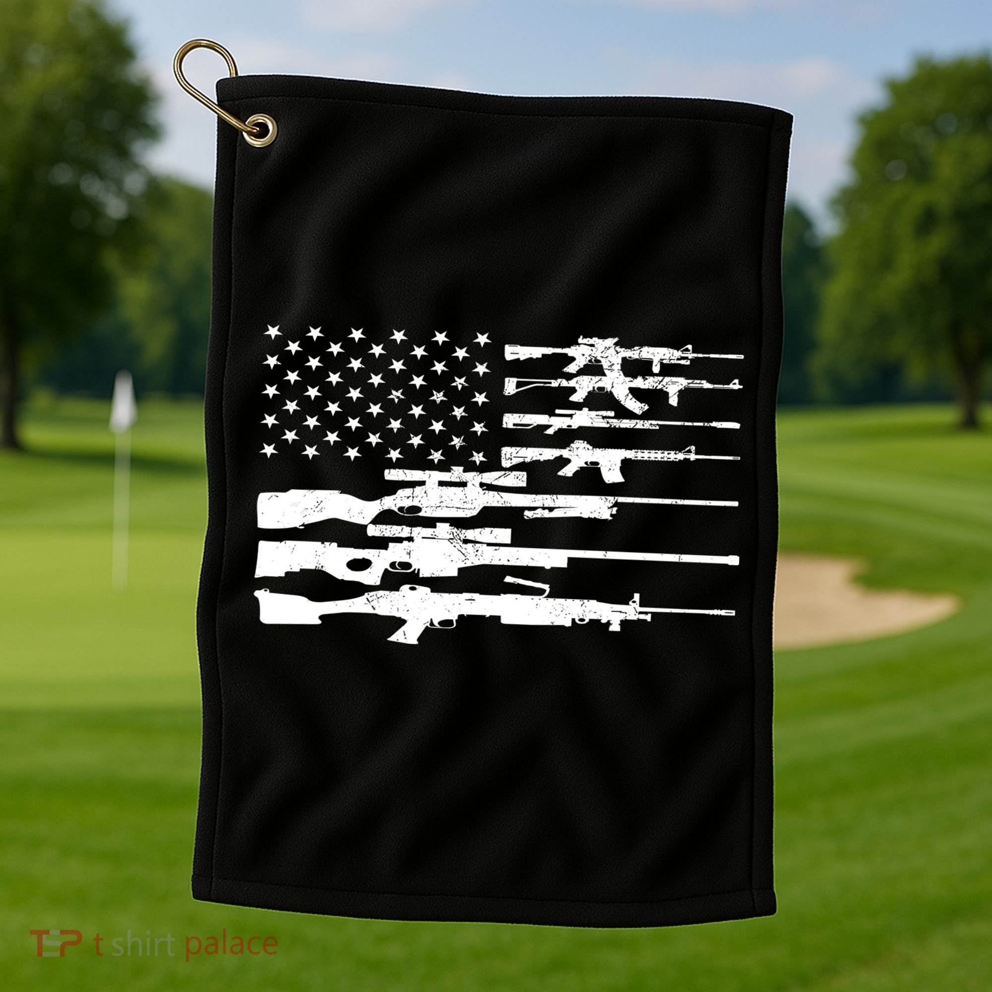 American Flag Gun Patriot Golf Towel