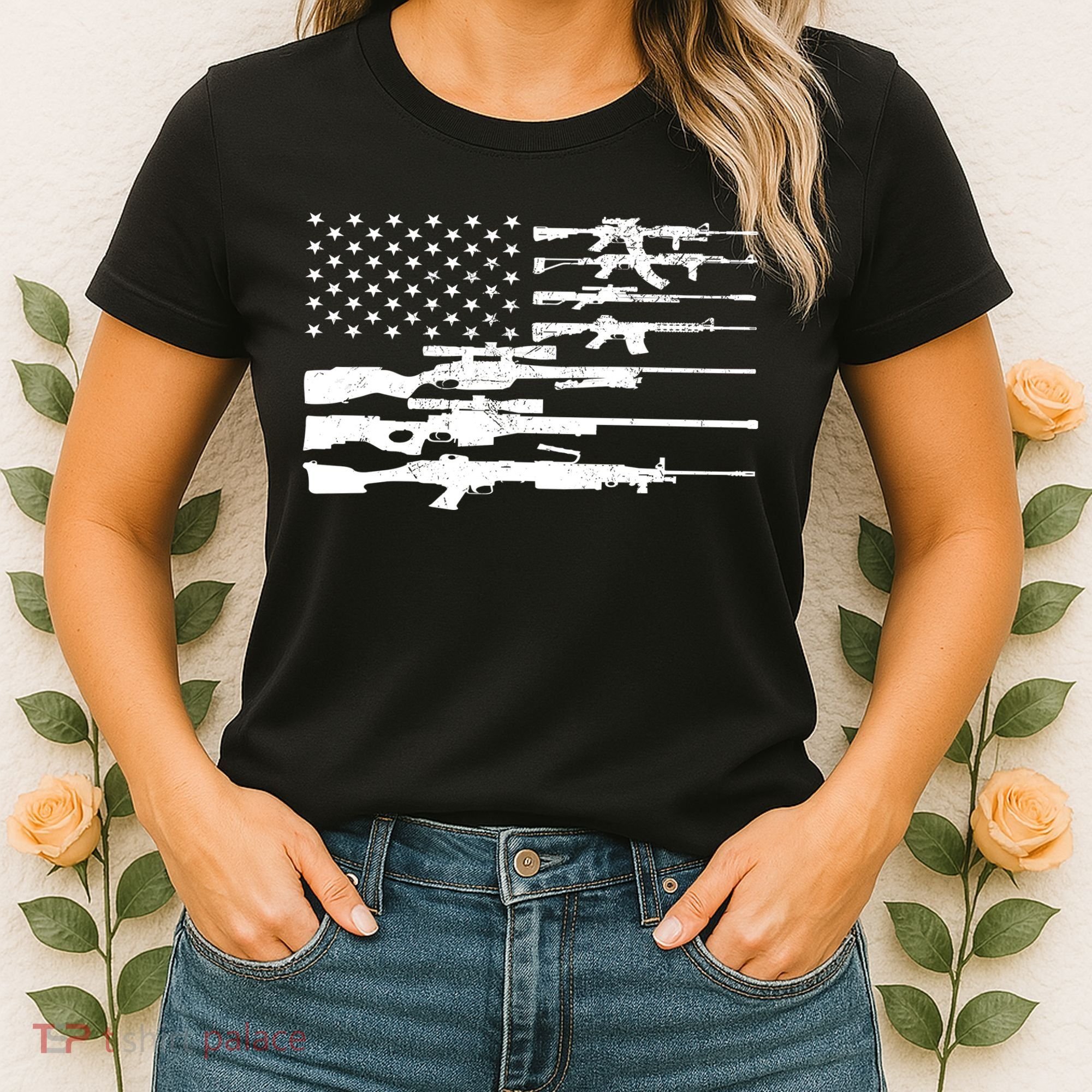 American Flag Gun Patriot Women's T-Shirt
