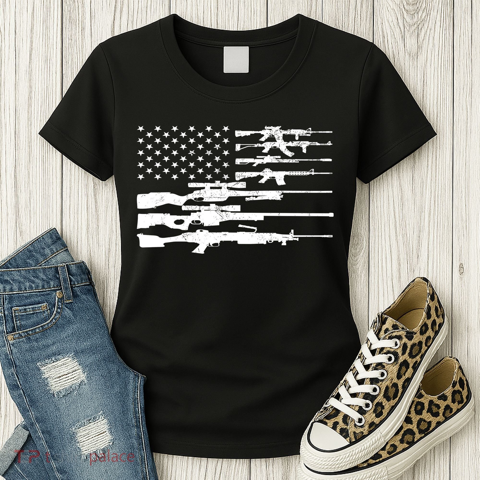 American Flag Gun Patriot Women's T-Shirt
