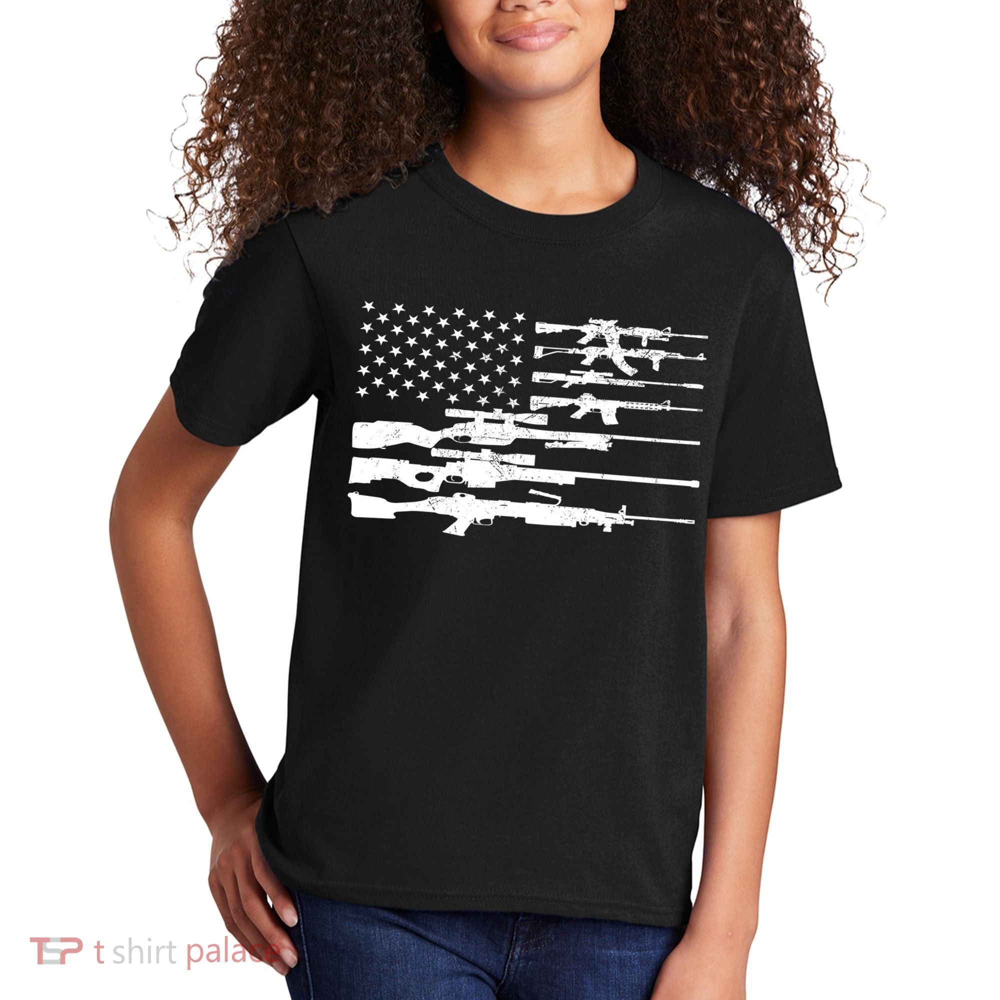American Flag Gun Patriot Kids T-Shirt