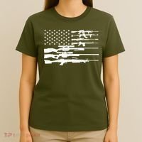 American Flag Gun Patriot T-Shirt thumb 4