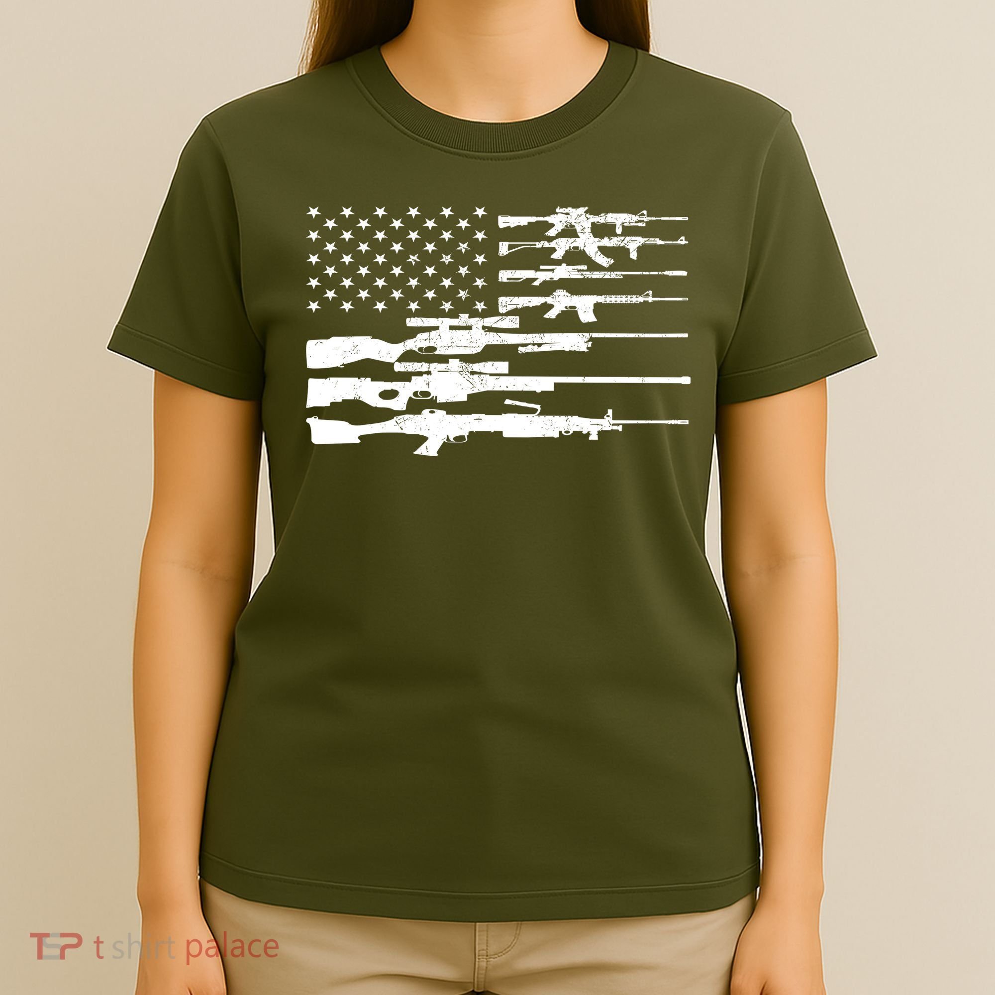 American Flag Gun Patriot T-Shirt