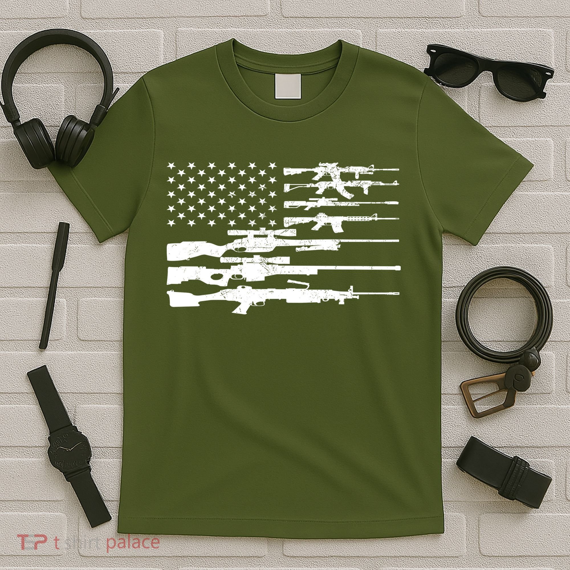 American Flag Gun Patriot T-Shirt