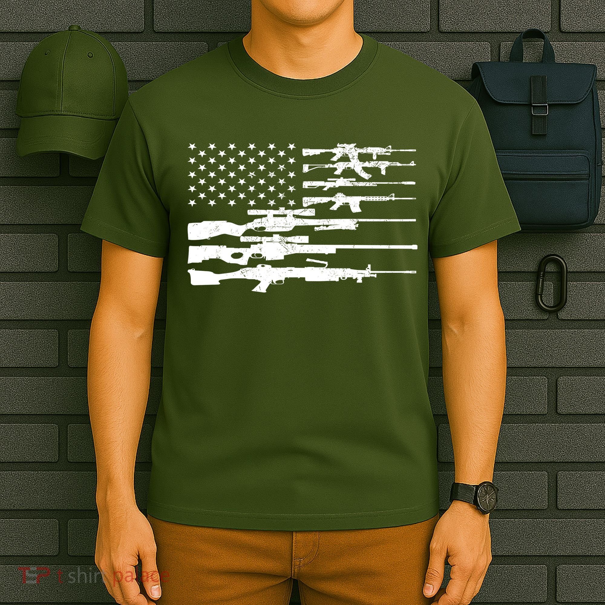 American Flag Gun Patriot T-Shirt