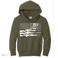 American Flag Gun Patriot Kids Hoodie thumb 0