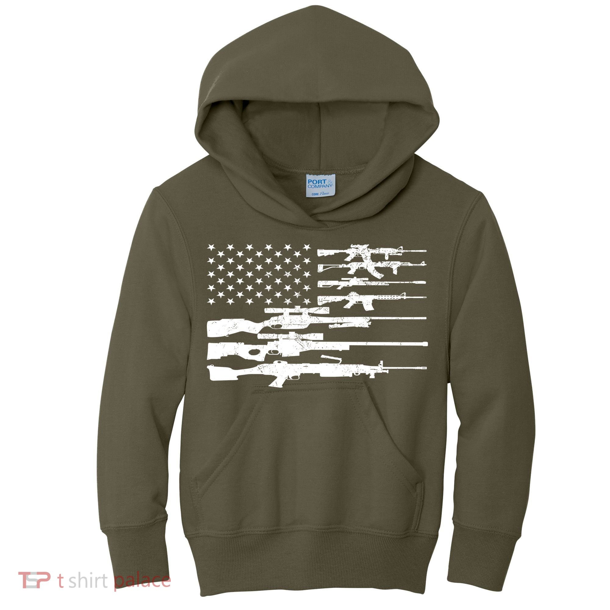 American Flag Gun Patriot Kids Hoodie